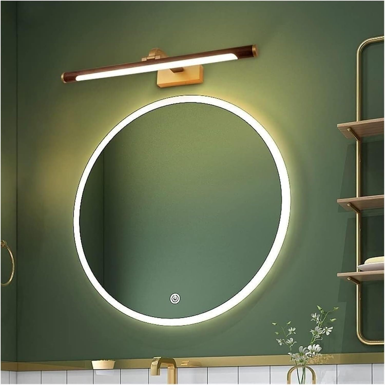 Lampada da Specchio Bagno Vintage Moderna Lampada Frontale a Specchio lineare in Rame con LED, Lampada da Specchio for Bagno, Regolabile, Vintage, for Il Trucco, armadietto con Specchio(44CM)