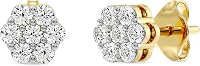 GILDED Lab-Grown Diamond 7-Stone Flower Stud Earrings in 14K Gold Plated 925 Sterling Silver | Hypoallergenic SI1 F Color 1/4-2CTW