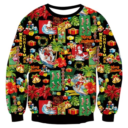 RAISEVERN Ugly Christmas Sweatshirt for Women Men Funny Novelty Xmas Tops
