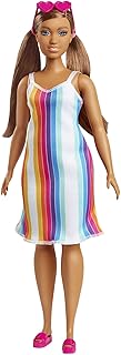 Barbie Loves The Ocean Beach-Themed Doll (11.5-inch Curvy Brunette), Made from Recycled Plastics, Wearing Fashion & Accessories, Gift for 3 to 7 Year Olds