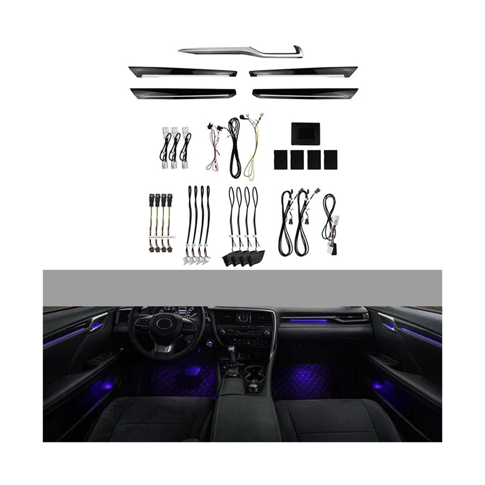 64 Colors Synchronous Color Atmosphere Lamp Illuminated Styling LED Ambient Light Compatible with Lexus RX 2016-2020