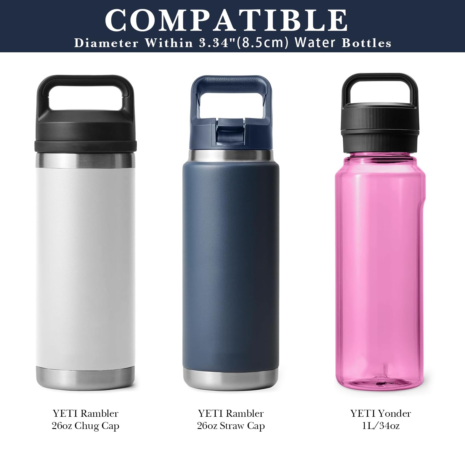 Linkidea Neoprene Water Bottle Carrier with Strap Compatible with YETI Rambler Bottle 18oz/26oz, Yonder 25oz - Image 4