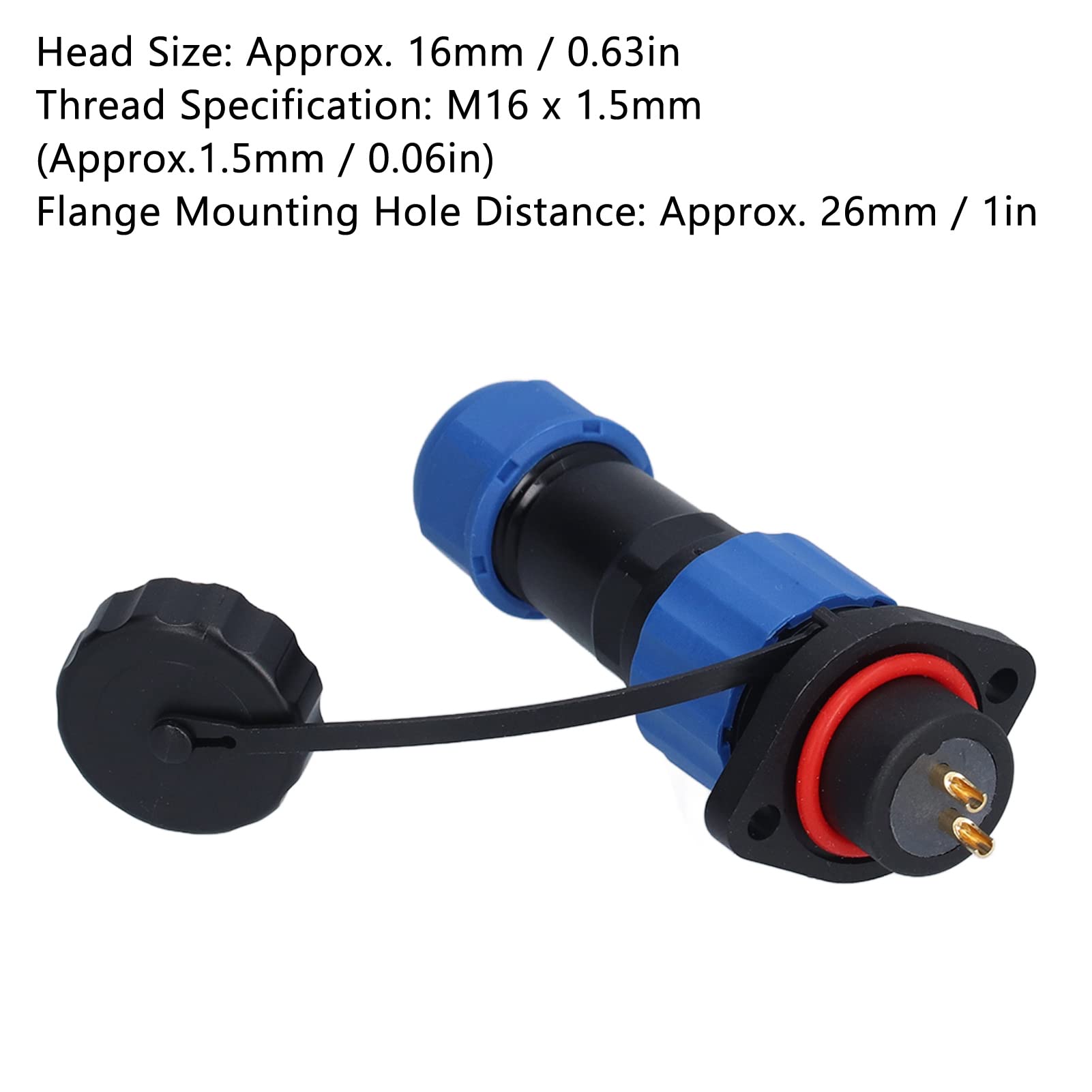 Fdit Plug in Connector of the Collar Aviation Connectors for Communication Devices and Instruments Men's Men Connections ASS for Machines for PA66 Copper Program (1 Man 1 female) (2 cores (380V