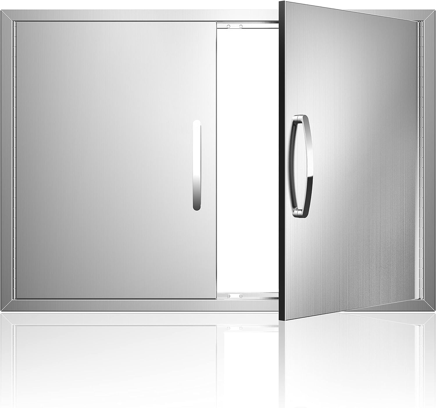 BBQ Access Door, Stainless Steel Double BBQ Doors,Weatherproof Outdoor Kitchen Doors for BBQ Island Outdoor Kitchen and Outside Cabinet,33''W23''H