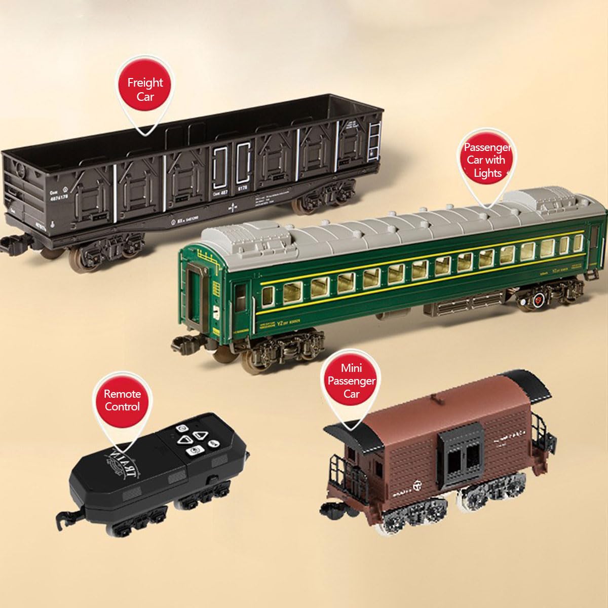Juego de tren eléctrico de Navidad RC que puede correr, modelo de locomotoras con luces y efectos de sonido, gran regalo para los entusiastas del tren de vapor