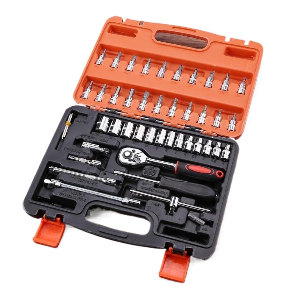 BUxqWYgmm 46Pc Socket Set Ratchet Spanner Wrench Screwdriver Kit (Ships from: China Mainland)