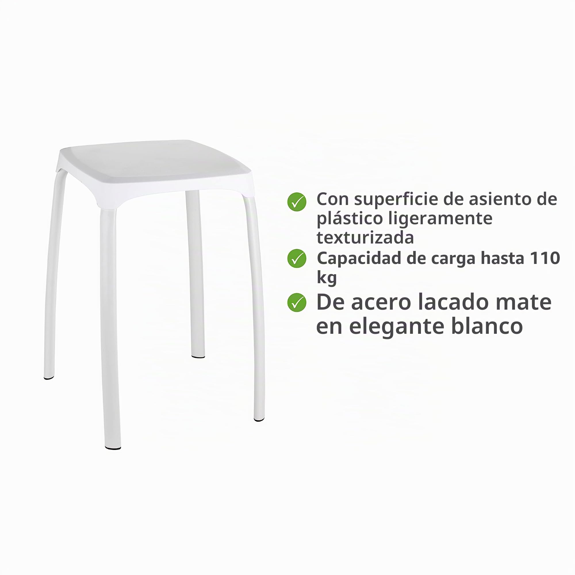 Wenko Losani Taburete para Baño, Plástico, Blanco, 29x29x46 cm