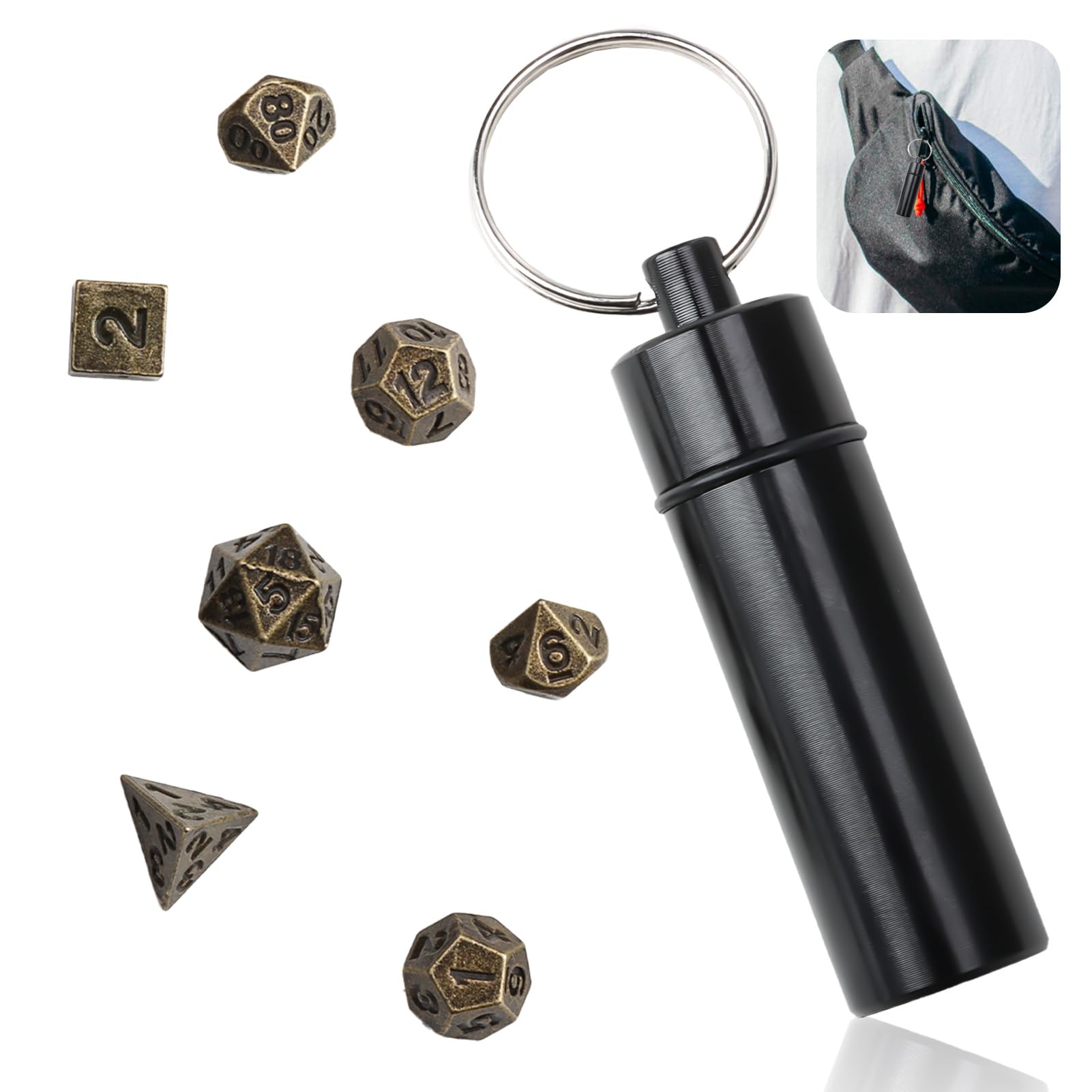 Set de 7 Dados Poliédricos de Metal para Juegos de rol: Ideal para Dungeons & Dragons y Juegos de Cartas, Incluye Dados D20, D12, D10, D%, D8, D6, D4 - Experiencia Premium en Juegos de Mesa y RPG