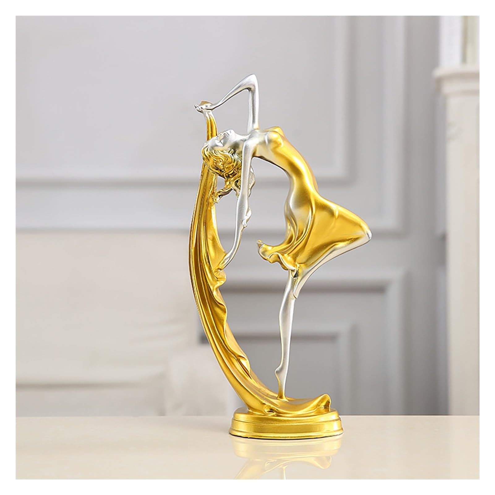 Dytartzx Creative Modern Dancing Girl Statue Decor, Resin Figurine Sculpture for Home and Office Arrangement, Desktop Ornament for Bookshelf and Tabletop Decoration, Ele