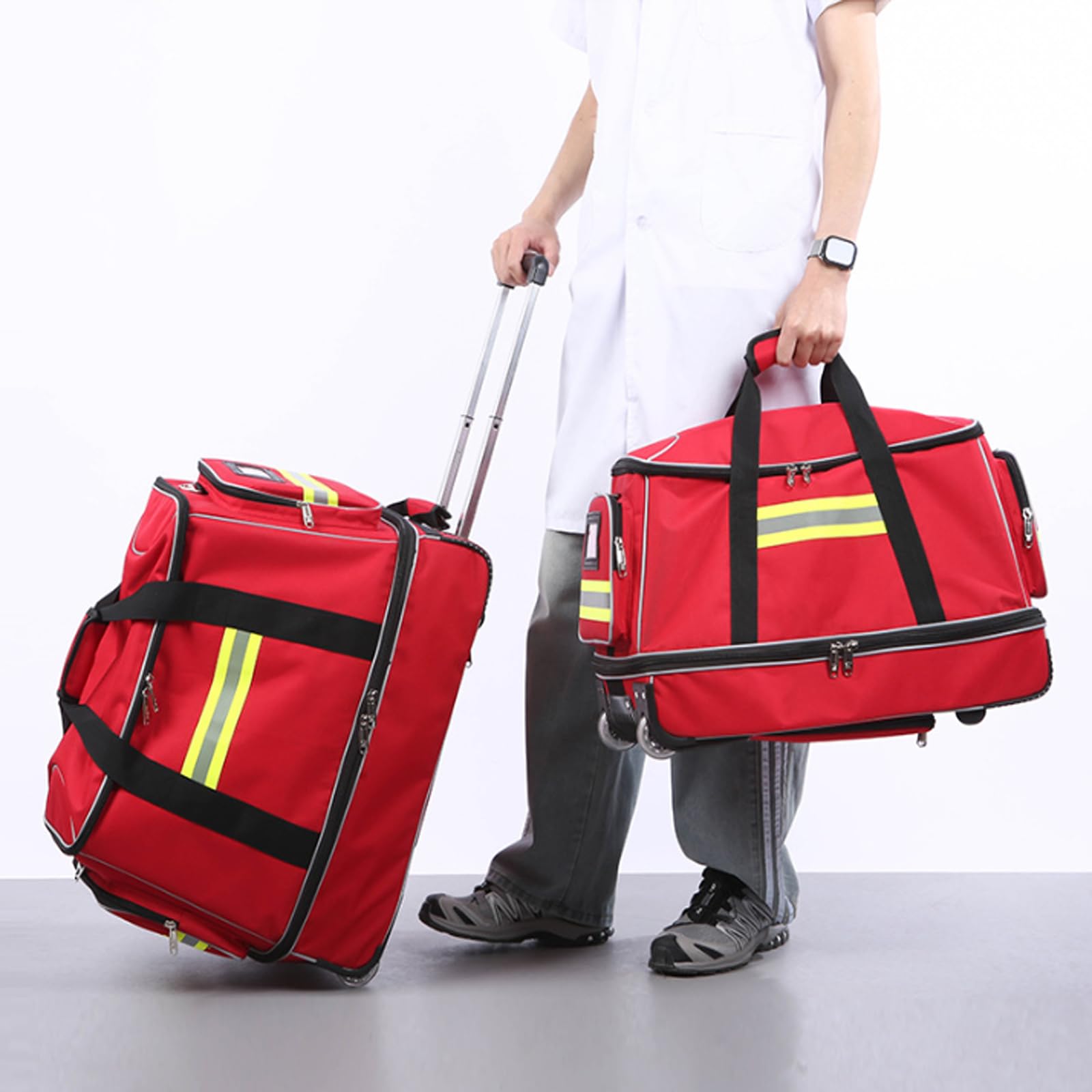 Bolsa de emergencia impermeable y resistente al fuego con ruedas capacidad trauma