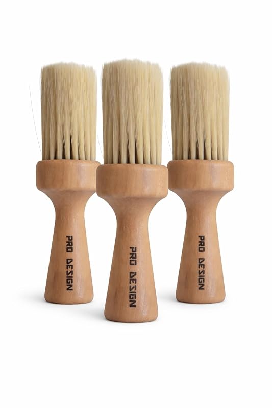 Pincel de Barbear Pro Design com Cabo de Madeira e Cerdas Macias, Pacote com 3