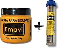 1x Tubo de Estanho 63x37 1mm Tubete de 25g + 1x Pasta de Solda 110g com Fluxo de Solda Interno Para Soldar Componentes Eletrônicos PCI PCB Placas de Circuito Eletronicas