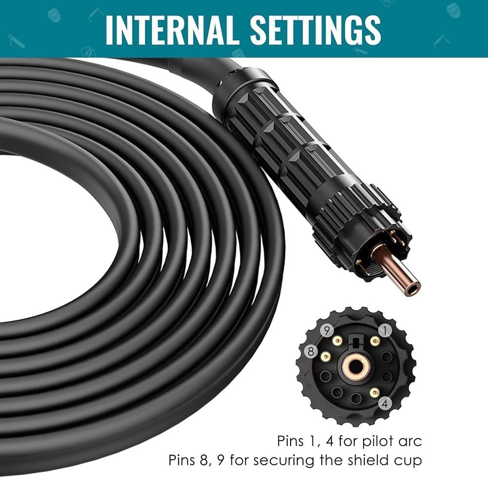 PTM-60 Plasma Cutting Torch for IPTM60 PT-60 CNC Machine, 60A Non-HF Pilot Ignition with 20ft Armored Cable, Compatible for Everlast PowerPlasma 50s/60s, Longevity FORCECUT 42i/62i