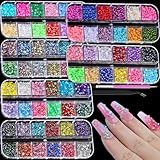 11000pcs Nail Rhinestones and Pearls for Nail Art, 3mm Resin AB Transparent Jelly Rhinestones Crystal Nail Gems Multicolor Flatback Pearls with Tweezers & Pickup Tools for Women Nails Design(3mm)