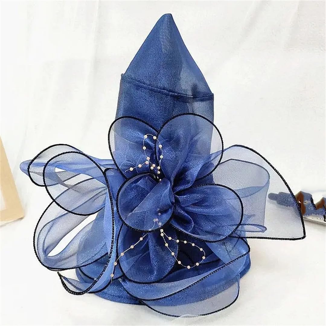 Sombrero de ala ancha para mujer, para verano, al aire libre, vacaciones, playa, casual, moda, elegante, flor de organza, iglesia