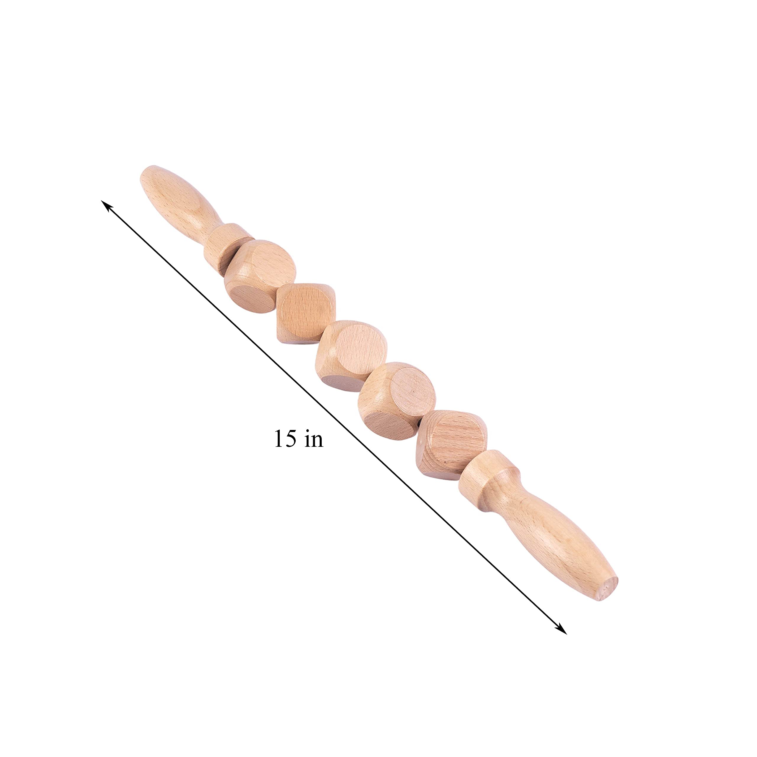 Rodillo de masaje anti celulitis herramienta para masaje Maderoterapia linfático masajeador y terapia de madera, rodillo de dados palo de masaje 15 pulgadas