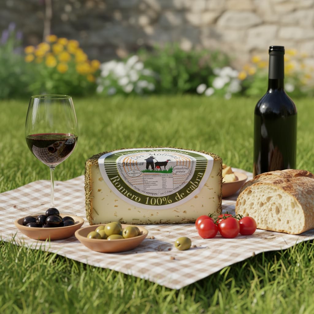 Queso Artesano Romero 100% de Leche de Cabra Medio 225 gr | Queso Gourmet Elaboración Tradicional y Casera con Ganadería Propia | Sabor Único y Natural