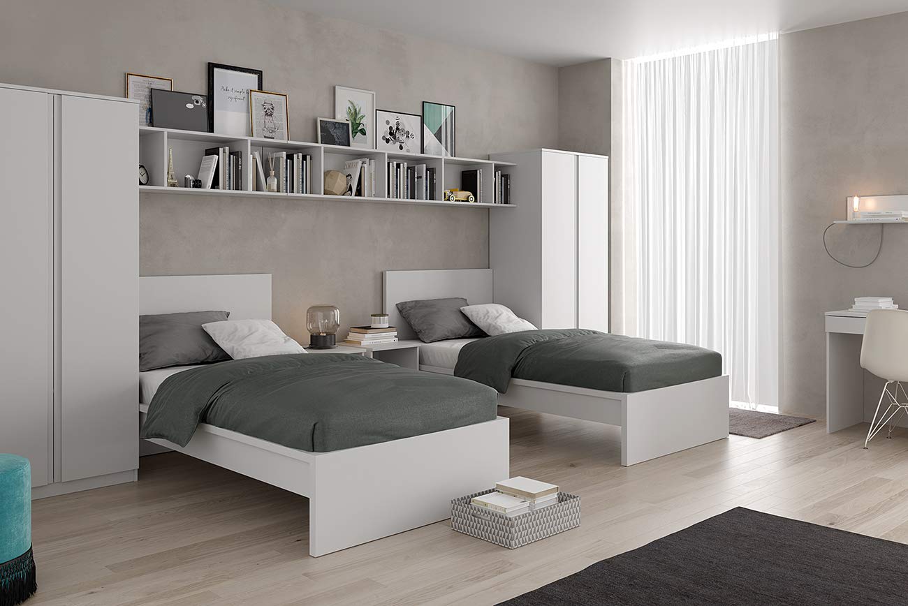 Iconico Home MIK Modern, Armoire à 2 Portes avec poignée intégrée, penderie, Chambre à Coucher, Salon, 80 x 55,5 x 190,5 cm, Blanc