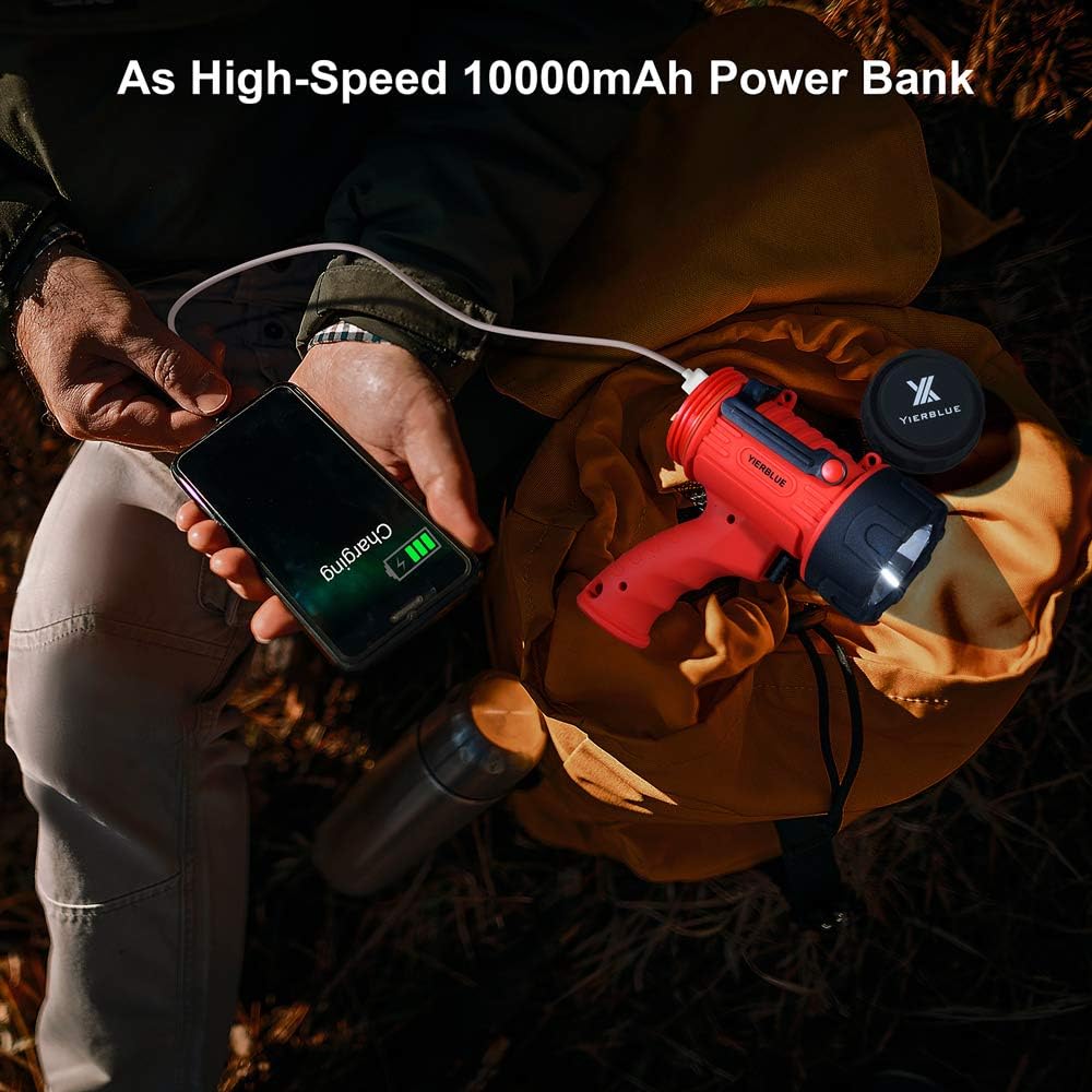 YIERBLUE Rechargeable Waterproof Flashlight Searchlight Photo