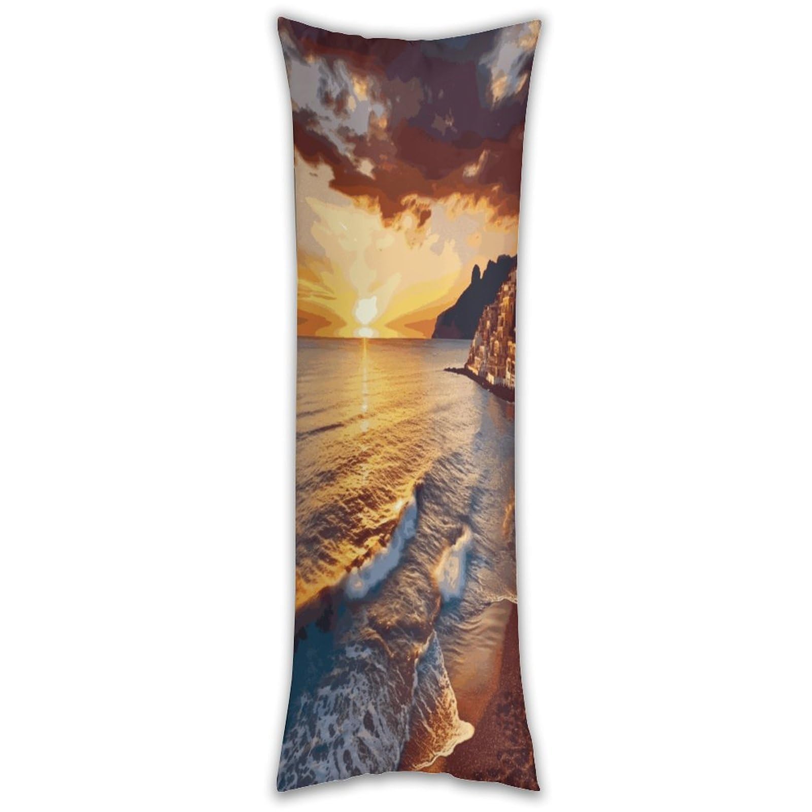 Seaside Sunset Long Pillow Case with Zipper Ultra Soft Microfiber Long Pillow Cover Breathable Body Pillow Protector Soft Wrinkle Pillowcase for Bed Sofa Bedroom 53 X 19 in