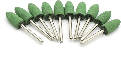 TEMO 10 piezas de 0.394 in (38 pulgadas) herramienta giratoria de goma bala de pulido con vástago de 0.118 in (18 pulgadas) para herramientas