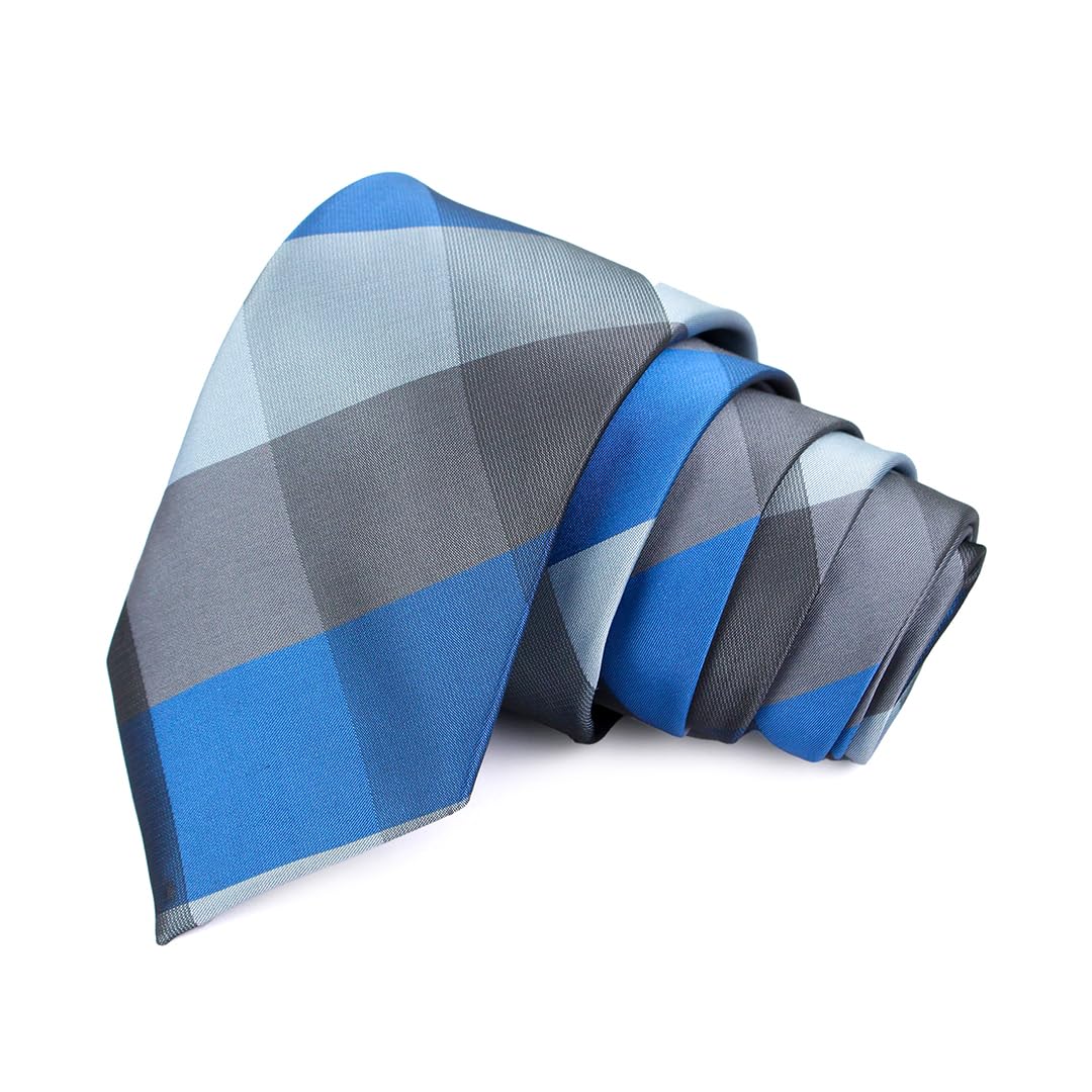 peluche Bewitching Blue, Grey & Black Colored Microfiber Necktie for Men-picture-13