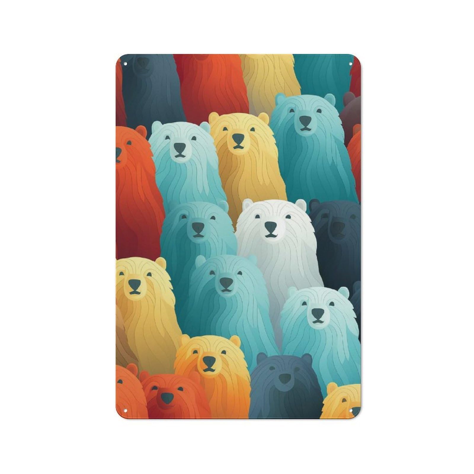 Junmoney Arctic Polar Bears Workshop Style Metal Wall Decor 30X20cm, Tin Sign For Tool Room, Garage, Studio Or Home Bar