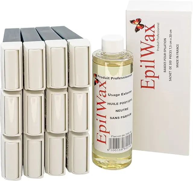 Pack EpilWax Roll-On Cire Azulène - 12 Cartouches + 100 Bandes + Huile - Cire en Cartouche