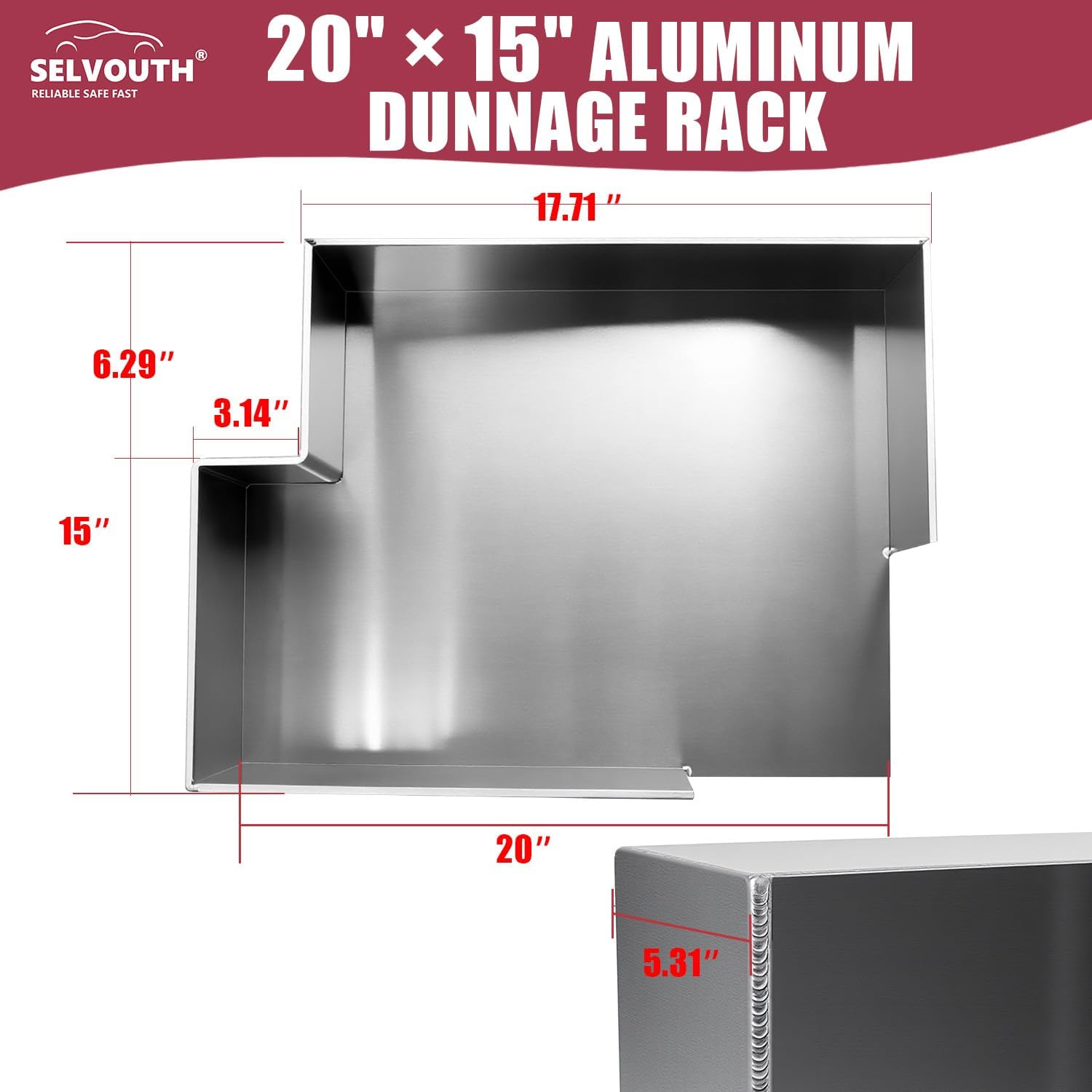 Aluminum Dunnage Rack 20"x15" Bolt-On Holder for Flatbed and Utility Trailers, Trailer Organization Accessory-1 Pair