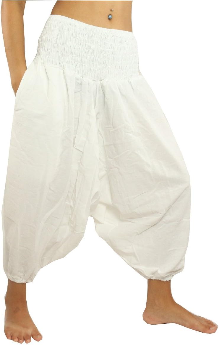 jing shopjing shop 3/5 Length Harem Aladdin Baggy Capri Pants One Size Cotton