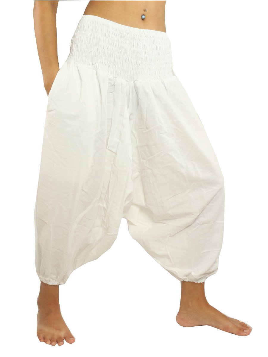 jing shopjing shop 3/5 Length Harem Aladdin Baggy Capri Pants One Size Cotton