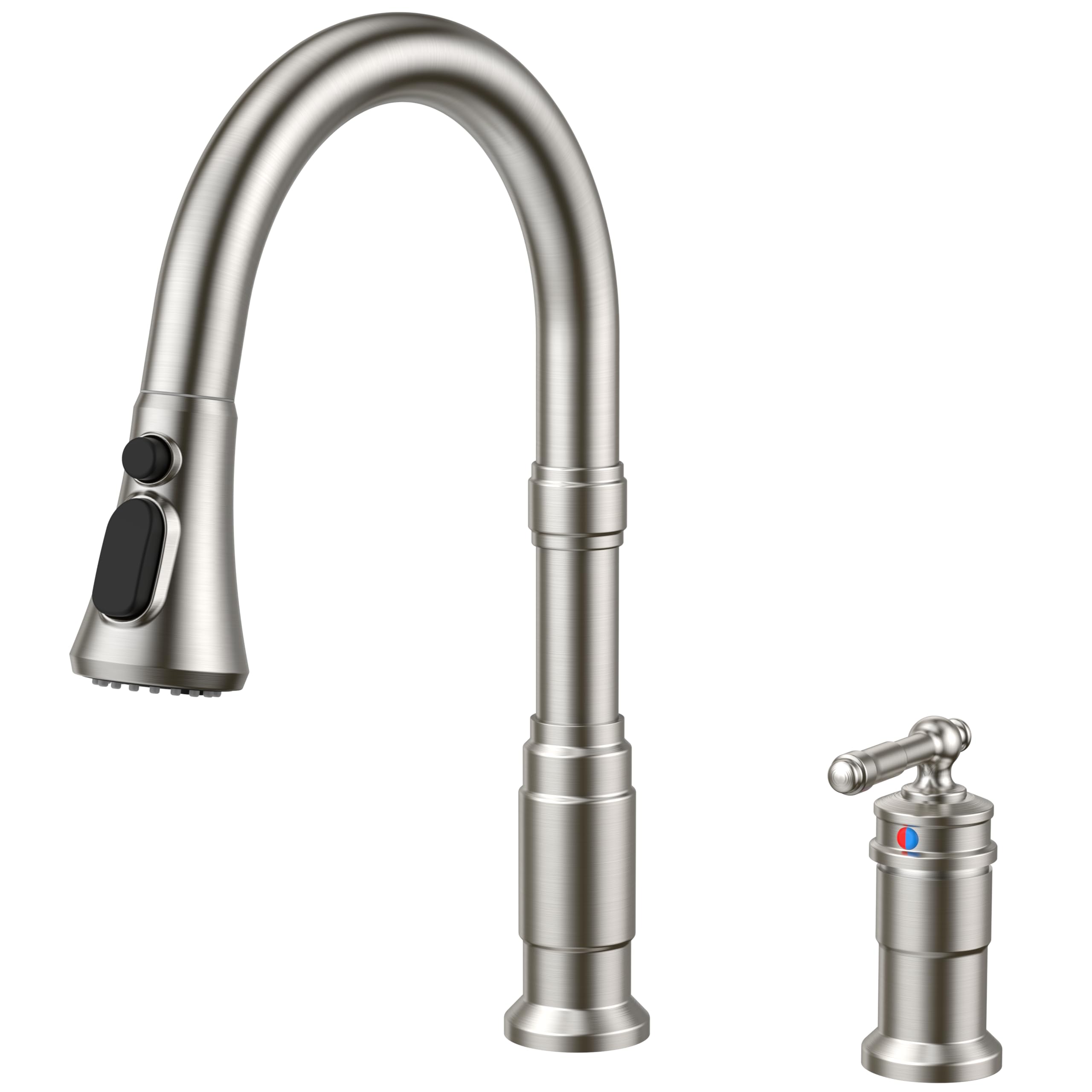 FORIOUS 2 Hole Kitchen Faucet with Pull Down Sprayer
