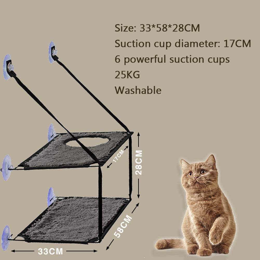 Cat Window Perch,Cat Hammock Window Seat,Cat Resting Seat Perch Cat Bed Window Mounted Hommock Cat Suction Hanging Pet Window Sill Kitty Safety Bed with Durable Heavy Duty Suction Cups