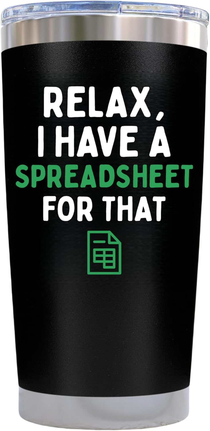 Gift for Boss, Coworker, Accountant, Office- 20 Oz Insulated Tumbler, Funny White Elephant Gag Gifts for Men Women