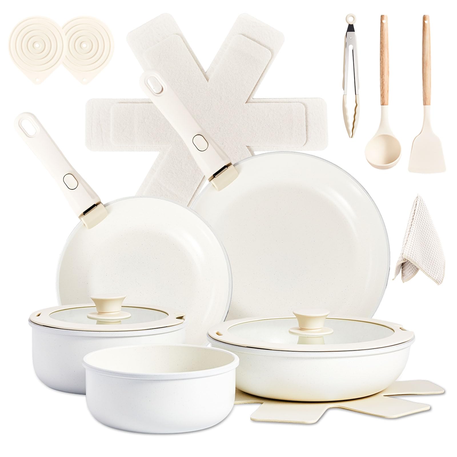Amazon.com: 19-Piece Cookware Set with Removable Handles, Nonstick