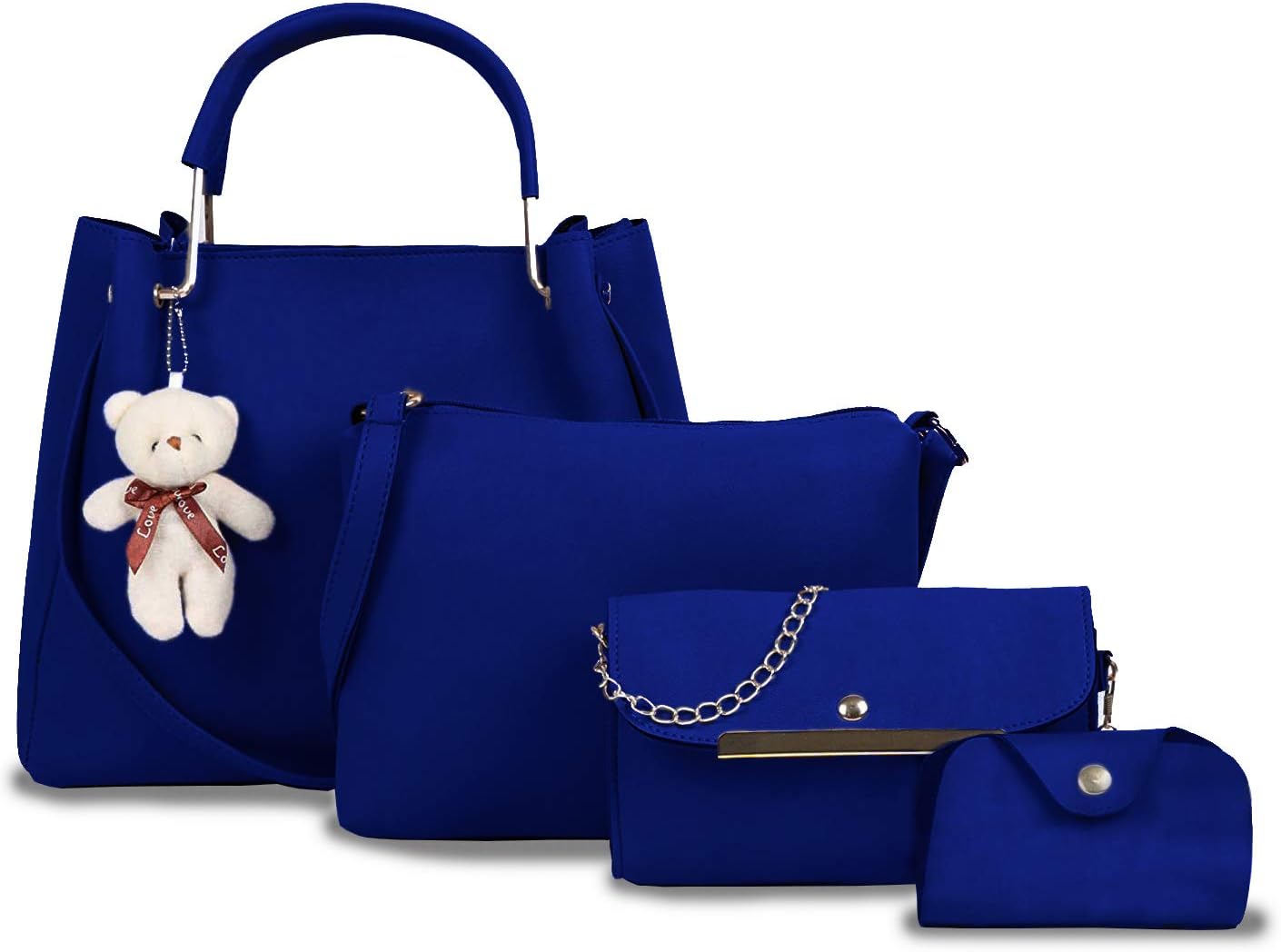 Fargo Vegan Leather Latest Handbags For Women Ladies Combo Pack of 4 | Blue Color