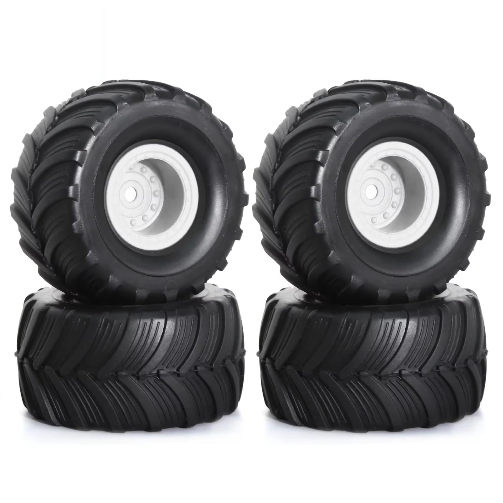 Neumáticos Coche RC para TRX4M para FMS para FCX24 para Axial para SCX24 AX24 1/18 1/24 Juego De 4 Llantas De 52 Mm Y 1 Pulgada para Monster Truck Piezas De Mejora para Coche RC Crawler(White)