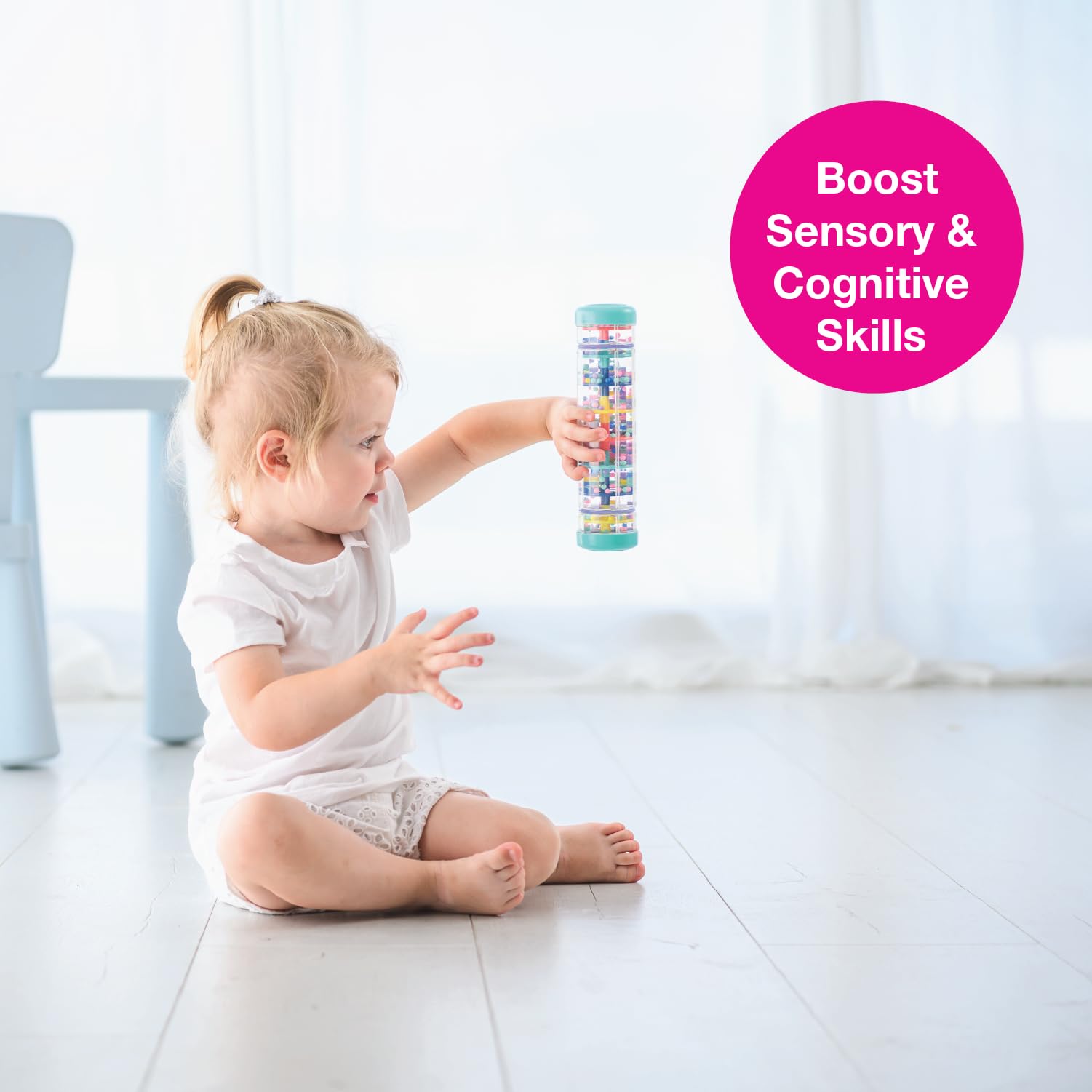 Pesoncarl Rainmaker 8 Pouces – Jouet Hochet Tube De Pluie Sensoriel, Instrument De Musique Éducatif Pour Bébé Dès 6 Mois
