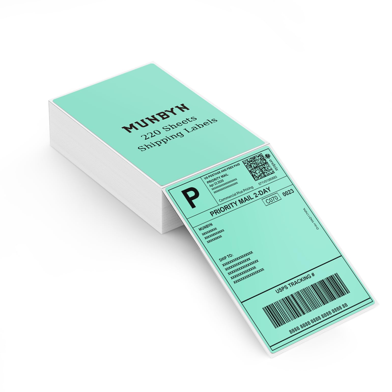 MUNBYN 4x6 Green Thermal Labels for Shipping Boxes, 220 Sheets/Stack