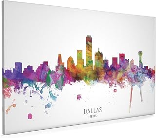 Dallas Texas Skyline Box Canvas Print with City Name -6567