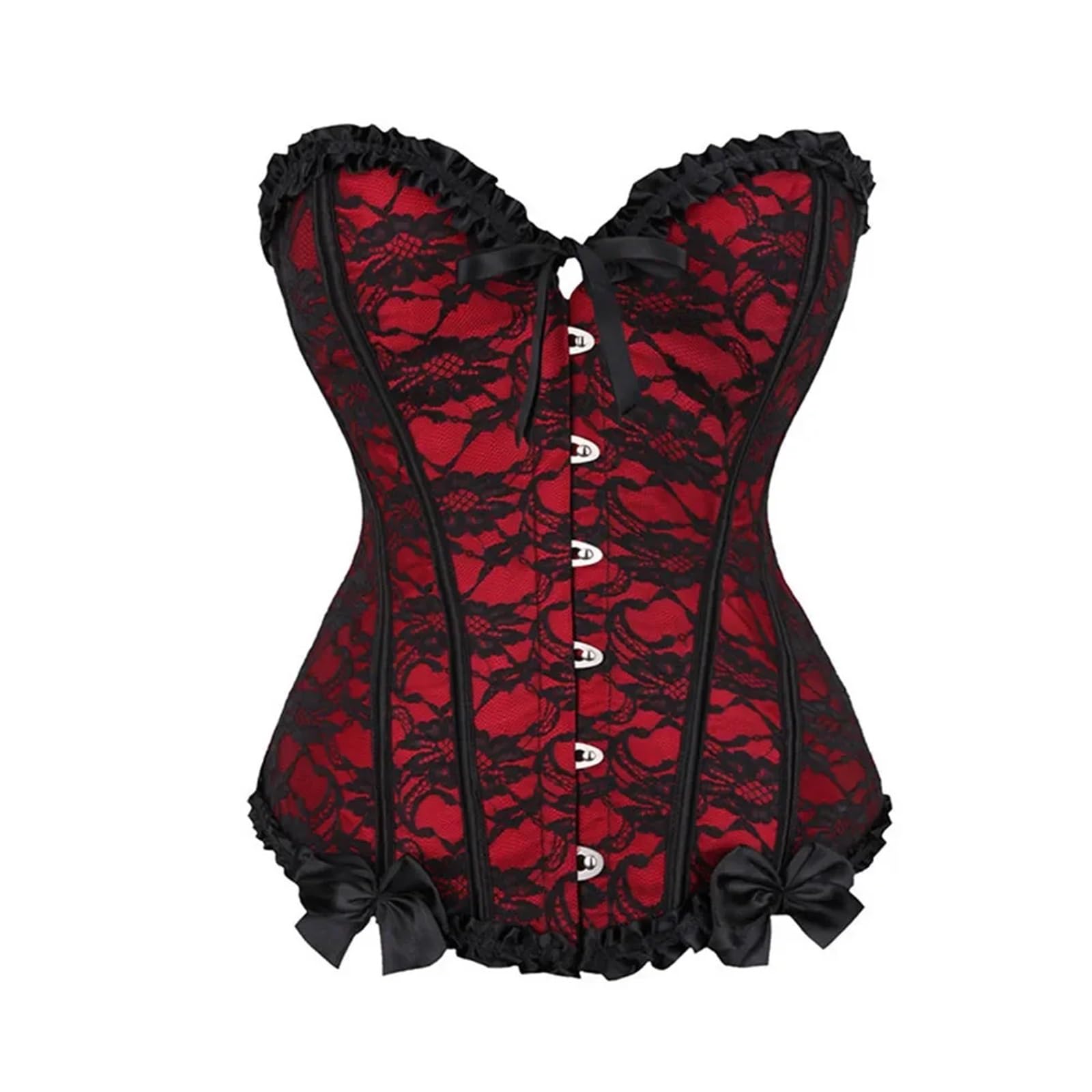 Gmvzgqw Unisex Red Sexy Lingerie Women Corset Lace Up Boned Overbust Bustier Waist Cincher Body Shaper, Xs