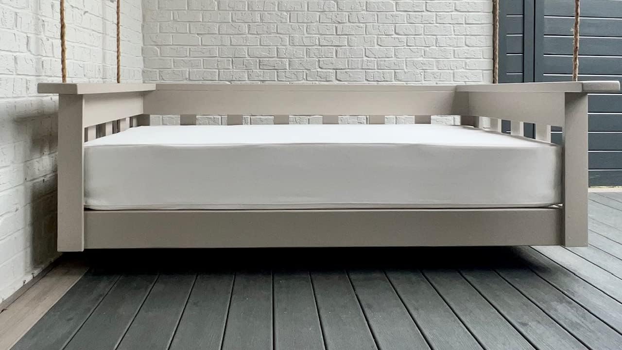 Sunbrella Twin Size Outdoor Mattress Cover for Outdoor Swing Daybed Bed Porch Swing in Canvas White 57003