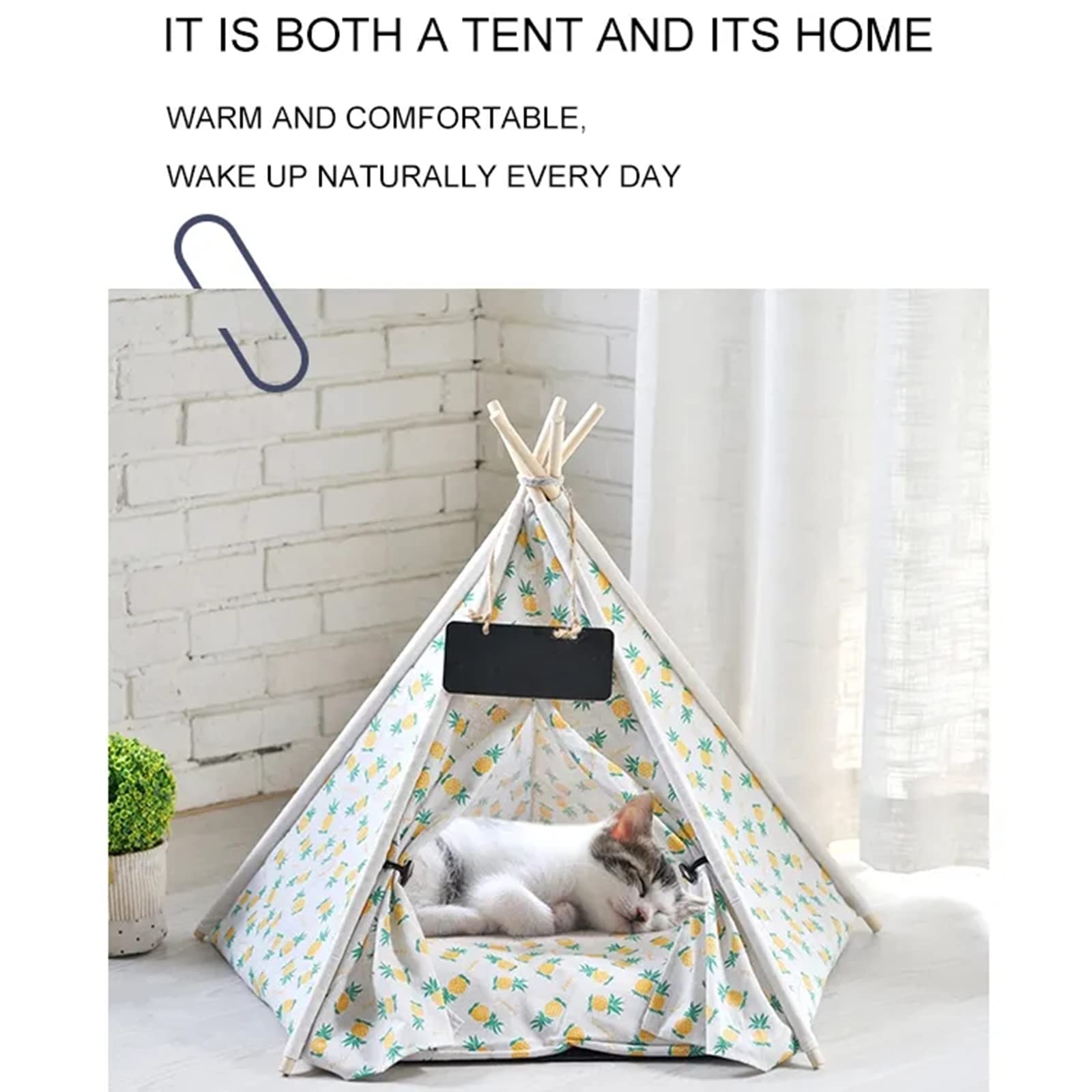 Tente de tipi pour Animal de Compagnie, lit de Tente Portable pour Chiot avec Coussin épais et Doux pour Chien pour Chats d'intérieur, Petits Chiens, nid Robuste pour Chien,Pink Triangle