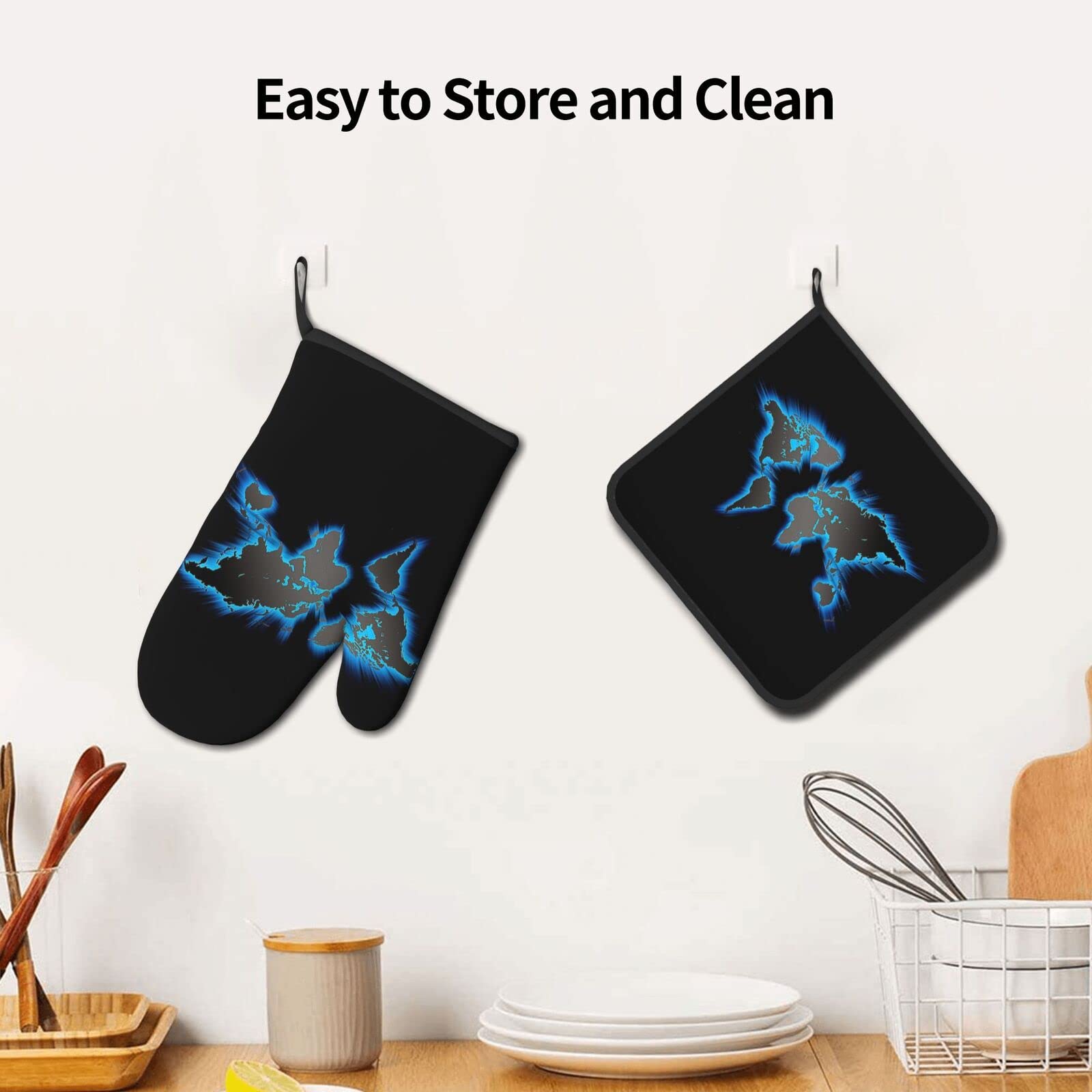 MCALK Ofenhandschuhe & Topflappen-Set, 5-teilig | Hitzebeständig, Mit Aufhängeschlaufen | Modernes Design, Maschinenwaschbar