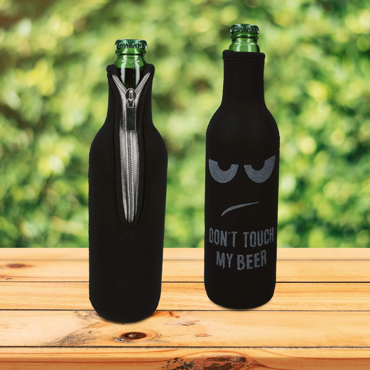 kwmobile 2 x 330-500 ml pojemnik chłodzący do butelek – do piwa i innych napojów – neoprenowy chłodzący Don't touch my beer biało-czarny