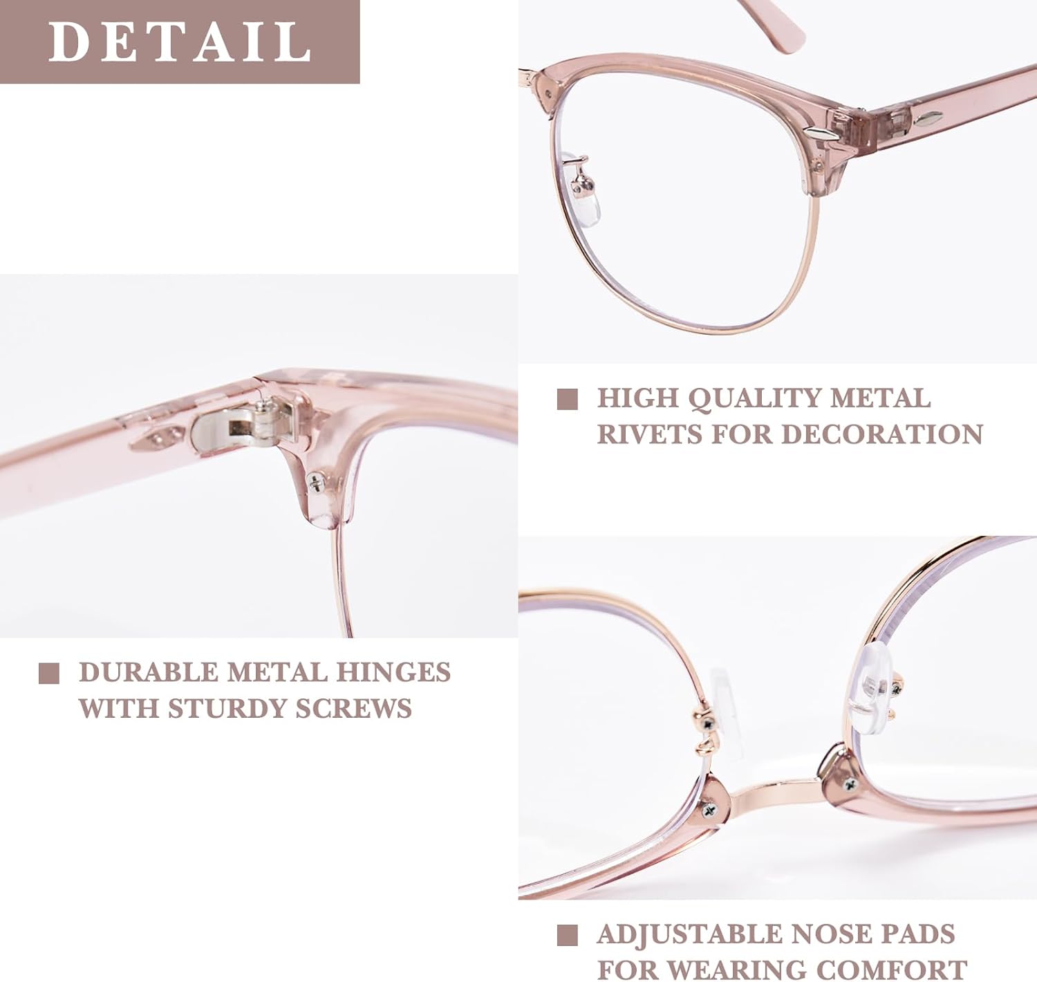 OPTOFENDY Progressive Multifocal Reading Glasses for Women Men Square Blue Light Blocking Classic Half Frame Computer Readers - Image 4