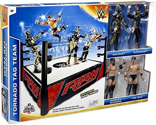 Amazon Com Wwe Wrestling Superstar Rings Tornado Team Exclusive Action Figure Playset With Golddust Stardust Damien Mizdow The Miz Mattel Toys Toys Games