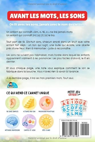 APPRENDRE À LIRE LE SON DES LETTRES: Livre Éducatif Illustré de Première Lecture Montessori dès 3 Ans - Méthode Phonétique, 18 Sons Simples dans ... Grande Section - Cartes-Sons à Imprimer – vue 2