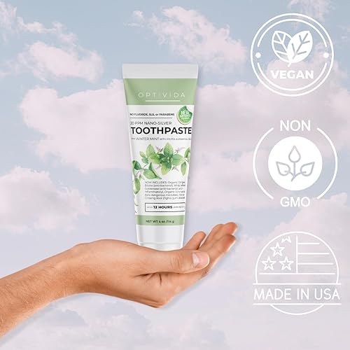 Miniatura 3 de Optivida - Pasta de dientes coloidal de coral plateado  Pasta de dientes de calcio, xilitol y menta 20 ppm Nano Silver - Encías saludables - Sin