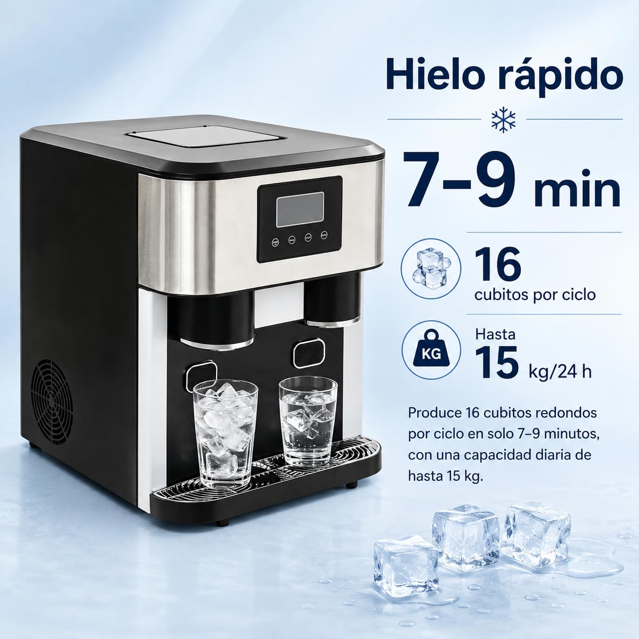 Macchina per cubetti di ghiaccio piccola 3 in 1, macchina per cubetti di ghiaccio con ghiaccio tritato, ghiaccio bullet e acqua fredda, autopulente, per casa, ufficio, gastronomia